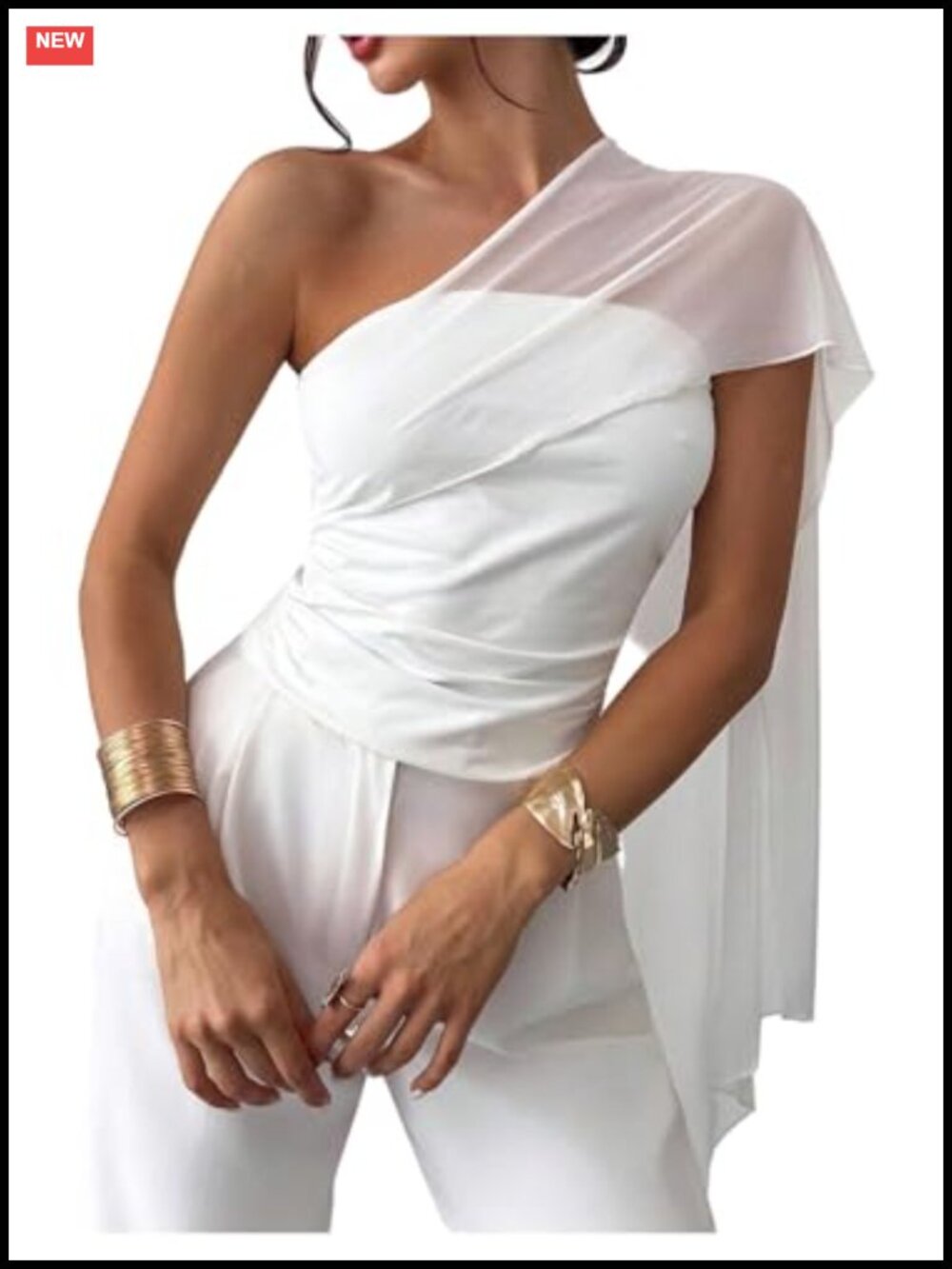 Off Shoulder Poncho Top Asymmetrical Sleeveless T-Shirt